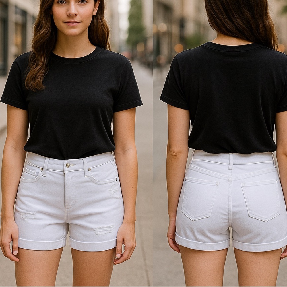a.n.a White Distressed Cuffed Denim‎ Shorts Petite Women’s Size 4P